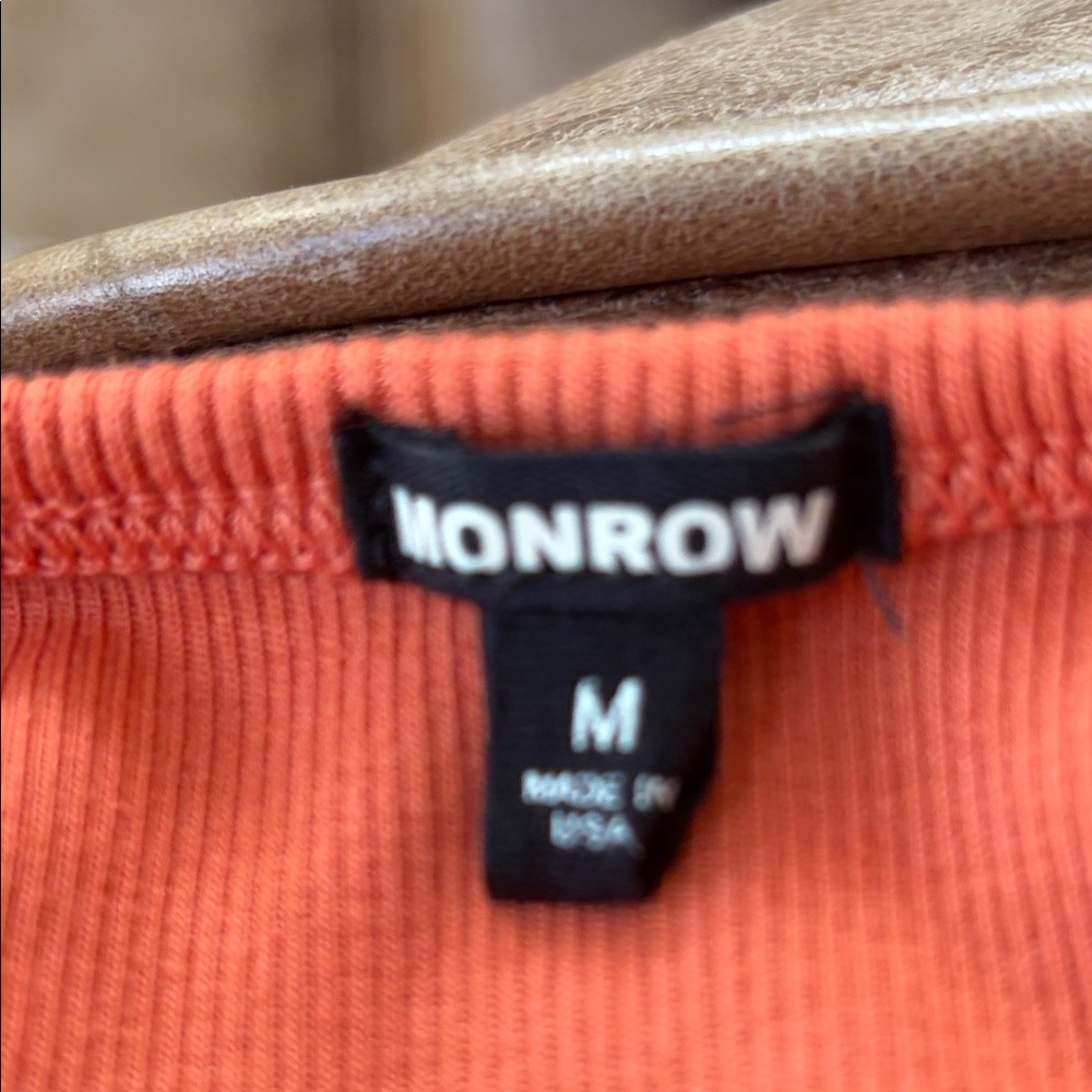 NWOT Monrow Ribbed Racerback Tank Top – Dark Orange – Size Medium - Picture 6 of 8